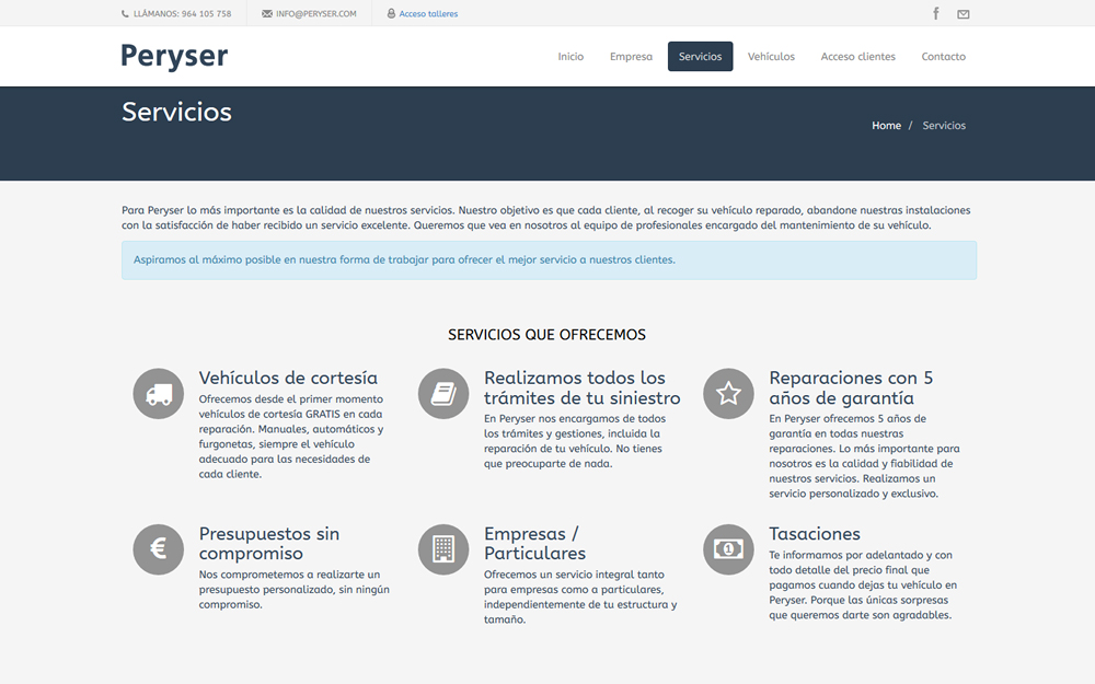 Diseño página web - Peryser